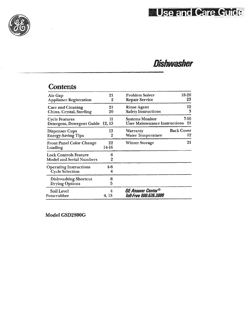 Ge 2024 2800 dishwasher