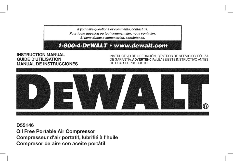 DEWALT D55146 INSTRUCTION MANUAL Pdf Download | ManualsLib