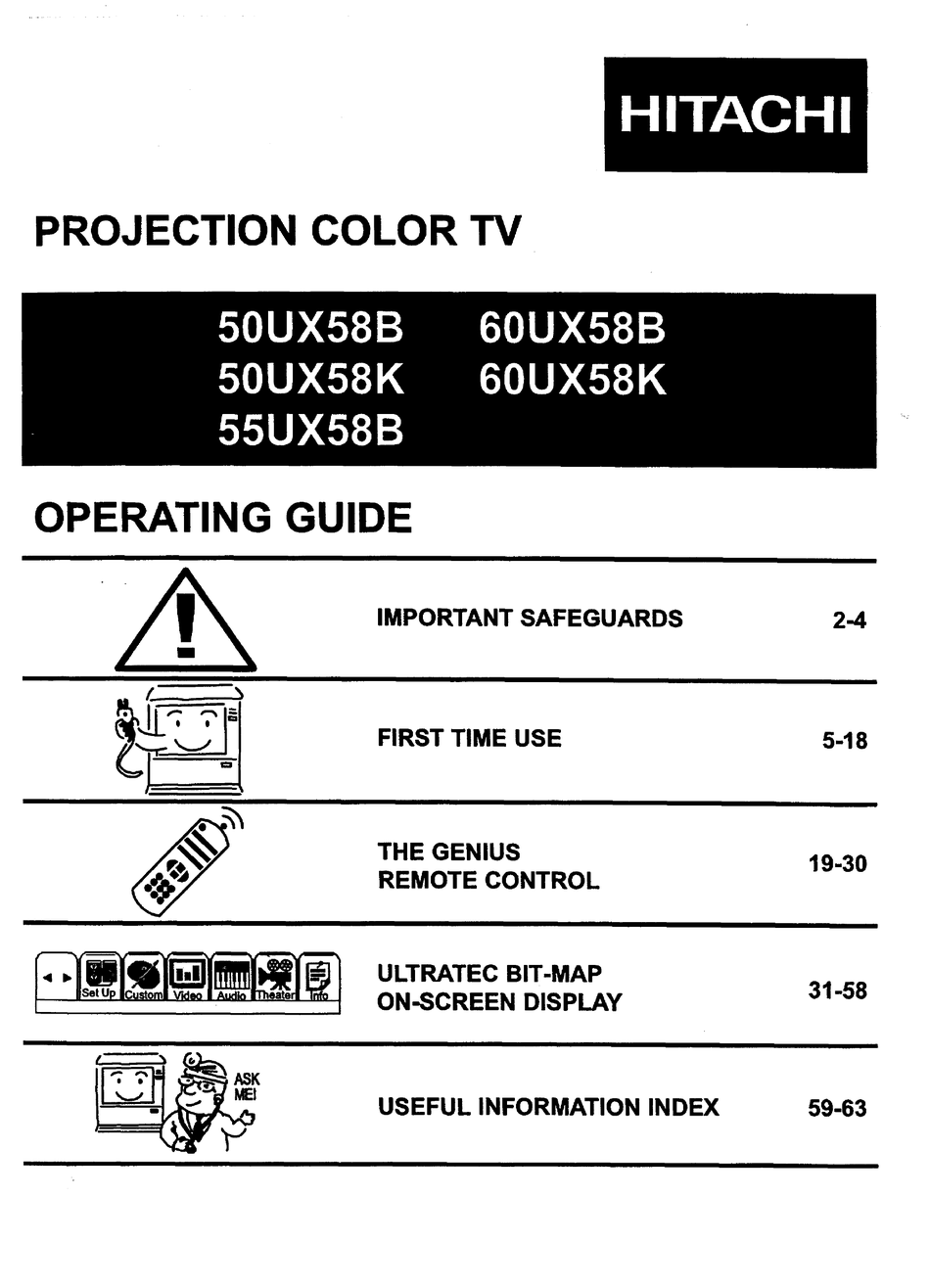 HITACHI 60UX58B OPERATING MANUAL Pdf Download ManualsLib