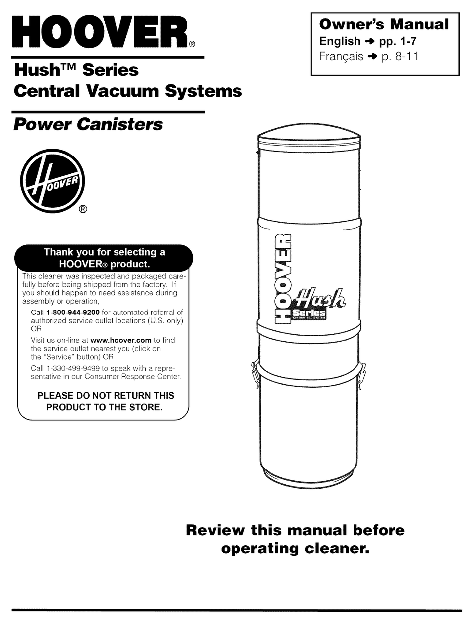 HOOVER HUSH SERIES OWNER
