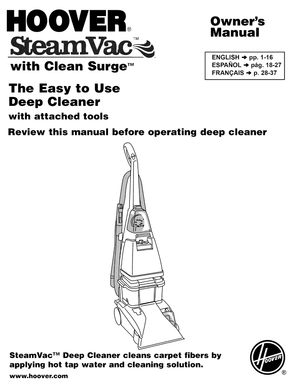 HOOVER STEAMVAC F5918-900 OWNER'S MANUAL Pdf Download | ManualsLib