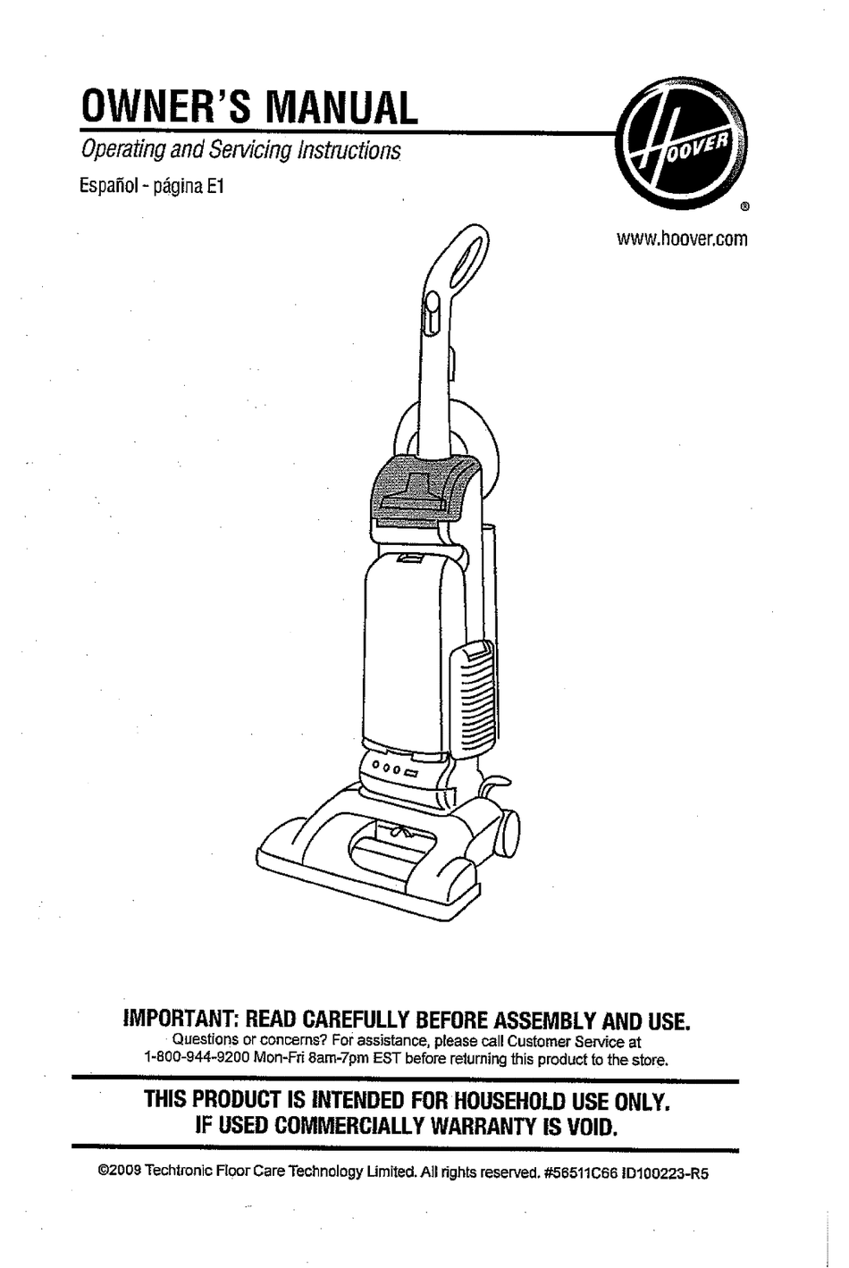 HOOVER U5473-900 OWNER'S MANUAL Pdf Download | ManualsLib