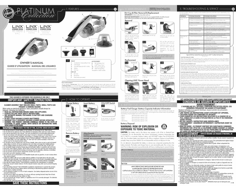HOOVER LINX BH50030 OWNER'S MANUAL Pdf 