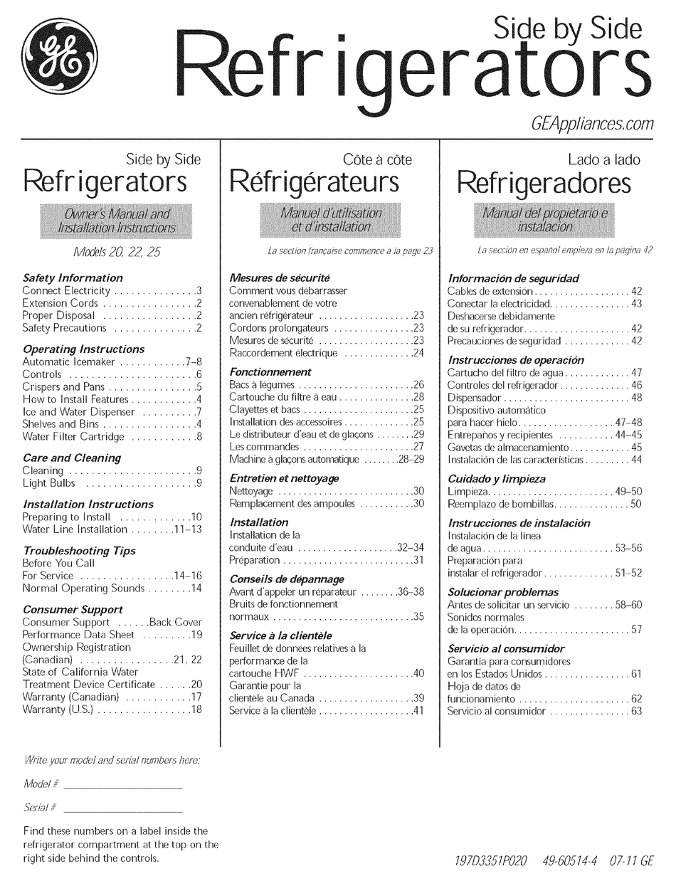 GE 20 OWNER'S MANUAL & INSTALLATION INSTRUCTIONS Pdf Download | ManualsLib
