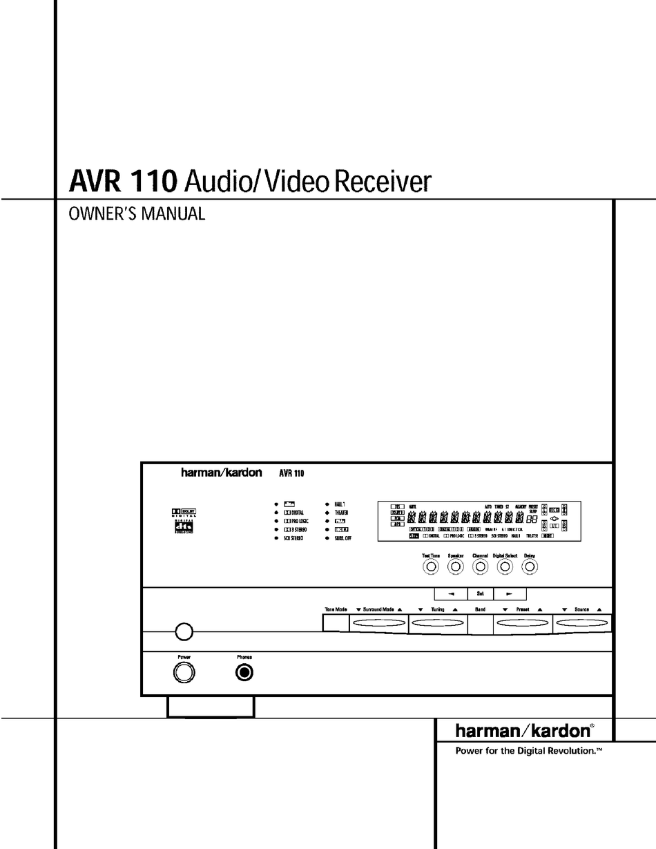 HARMAN KARDON AVR 110 OWNER