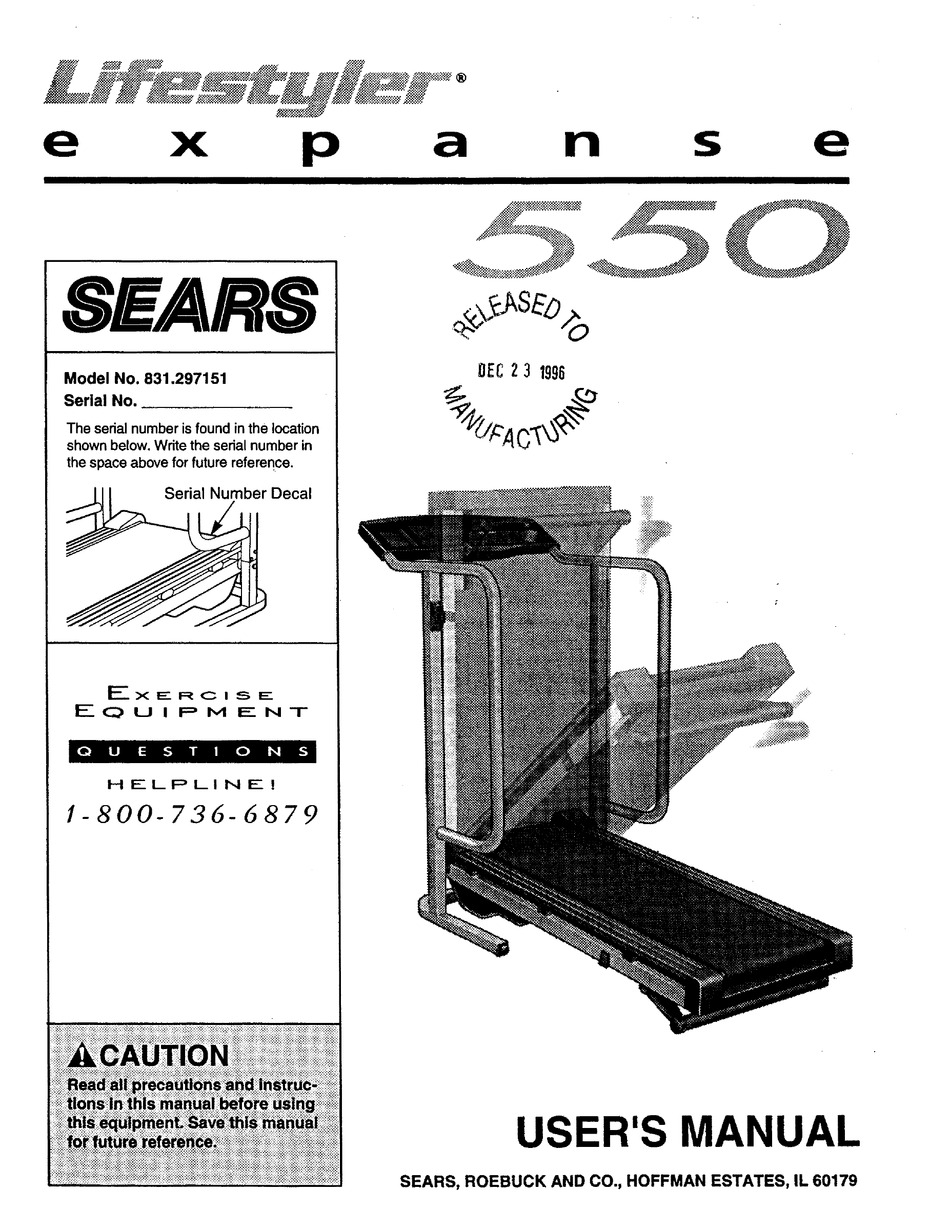 Sears discount lifestyler treadmill