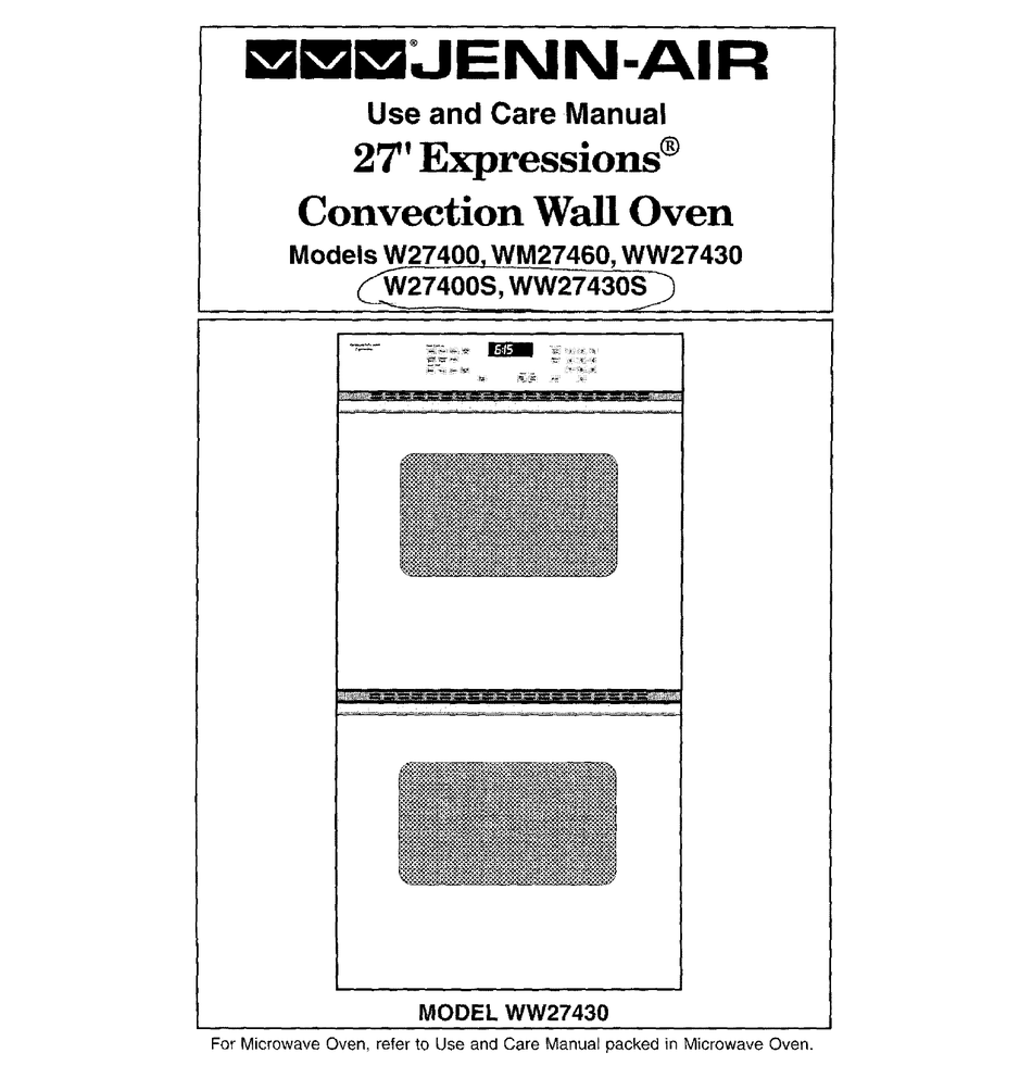 JENNAIR EXPRESSIONS W27400 USE AND CARE MANUAL Pdf Download ManualsLib