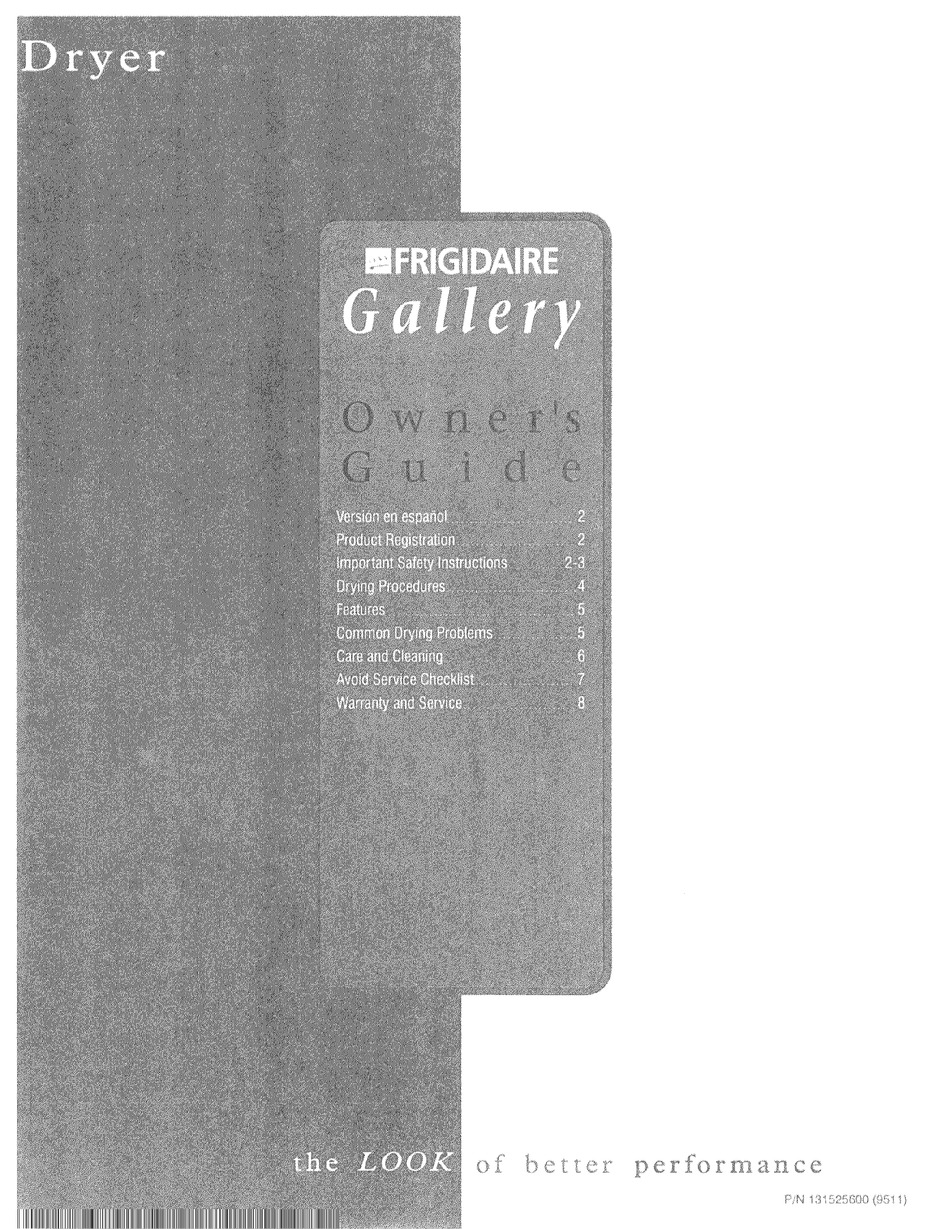 FRIGIDAIRE GALLERY FDG747GES0 OWNER