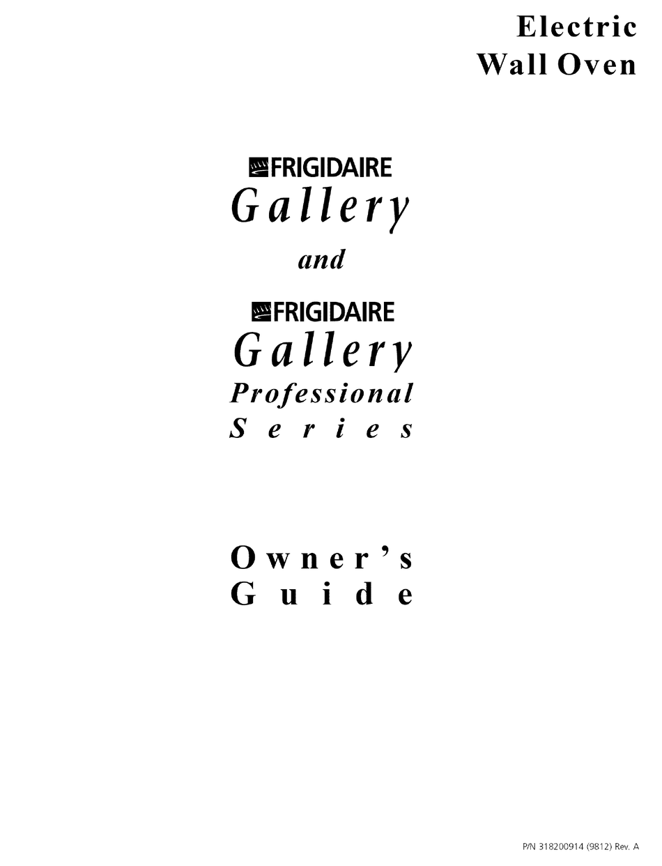 Frigidaire Gallery Owner S Manual Pdf Download Manualslib