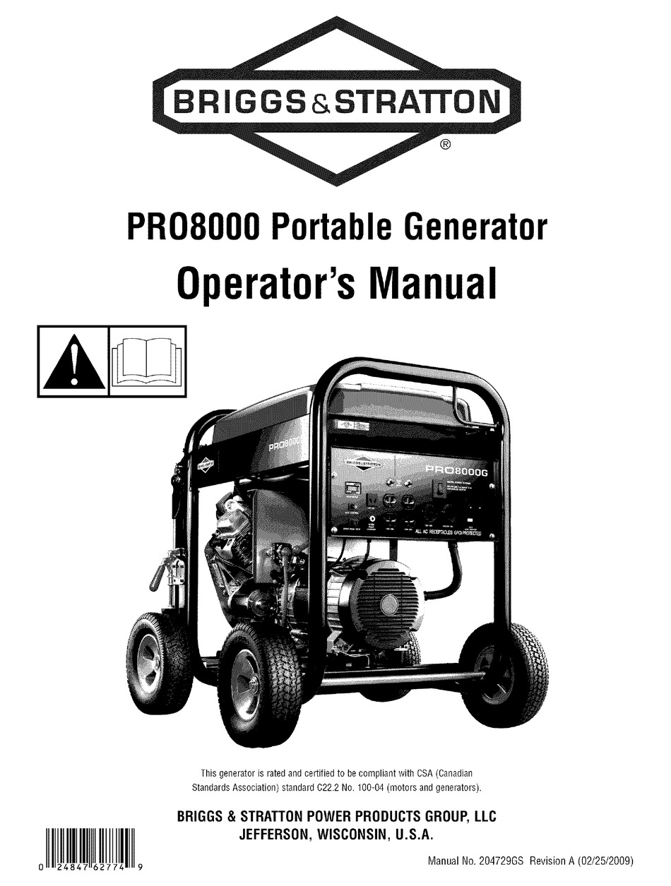 Briggs And Stratton Pro8000 Operators Manual Pdf Download Manualslib 6380