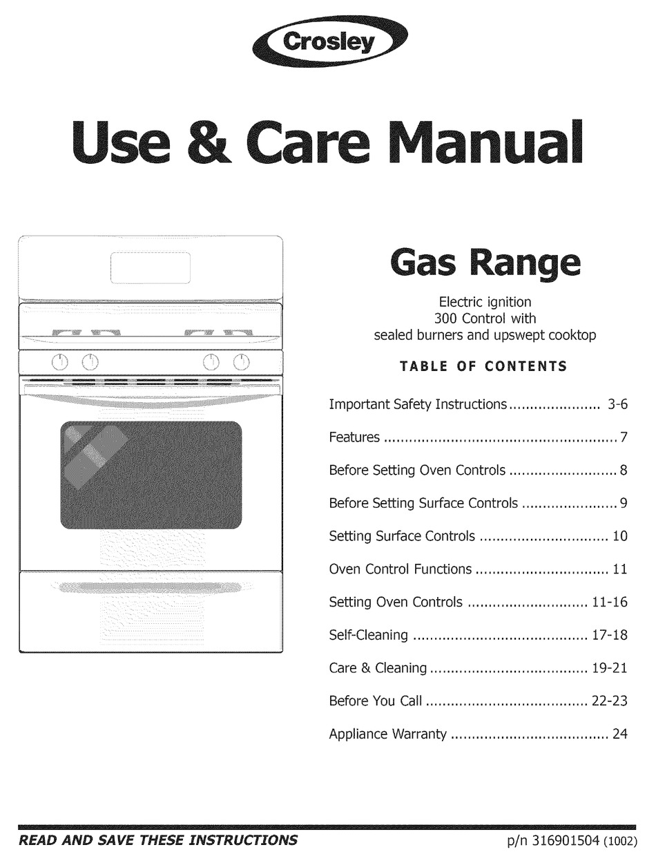 CROSLEY CRG3480LSD USE & CARE MANUAL Pdf Download | ManualsLib