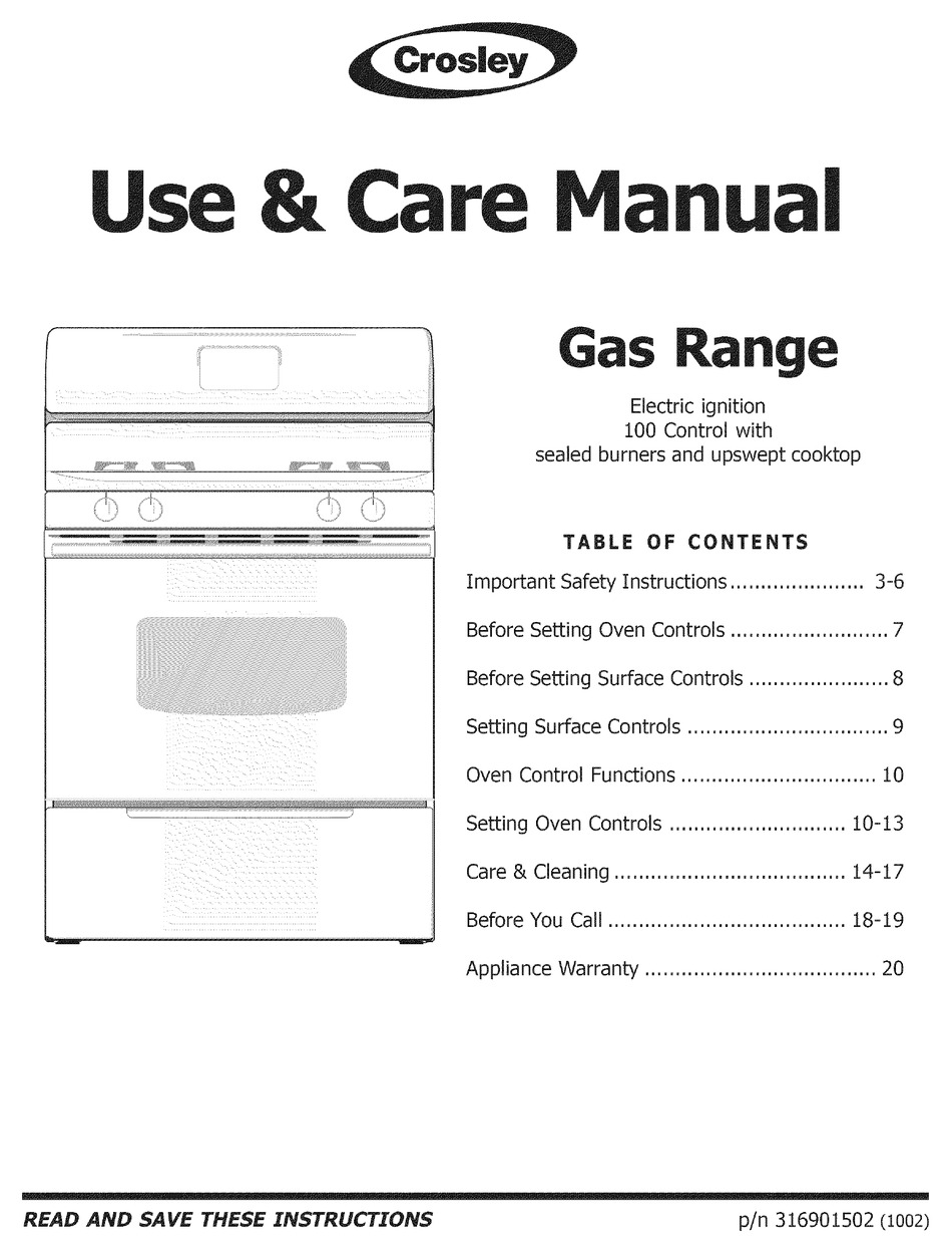 CROSLEY CRG3150LWE USE & CARE MANUAL Pdf Download ManualsLib