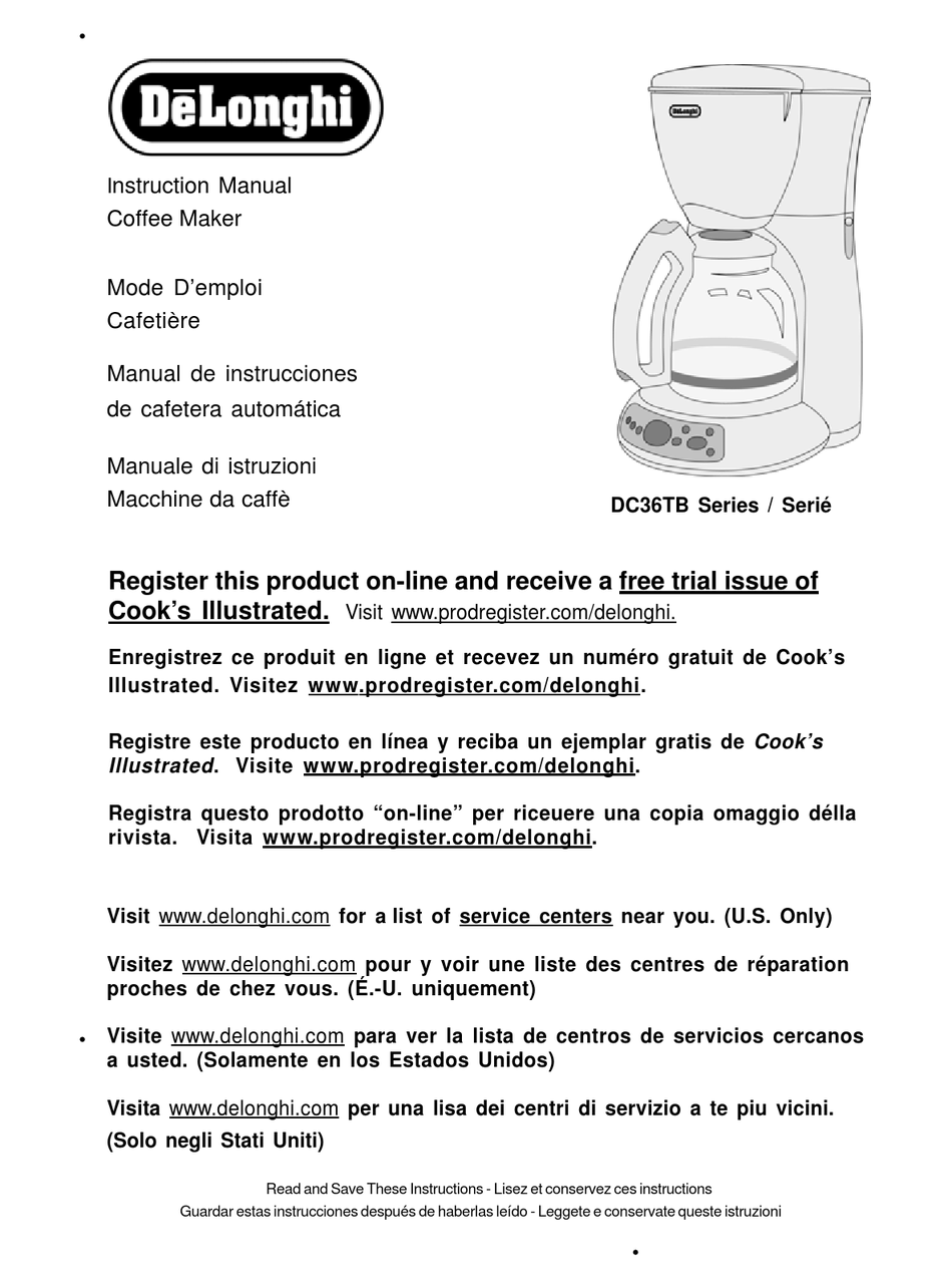 DELONGHI DC36TB SERIES INSTRUCTION MANUAL Pdf Download ManualsLib