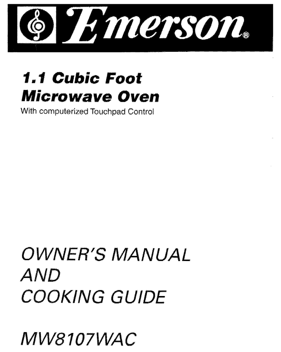 EMERSON MW8107WAC OWNER'S MANUAL & COOKING MANUAL Pdf Download | ManualsLib