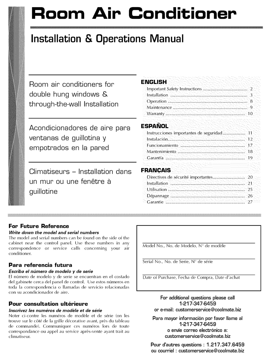 FEDDERS 23230259N006 INSTALLATION & OPERATION MANUAL Pdf Download