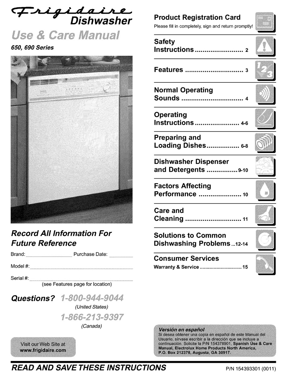 frigidaire 650 series dishwasher