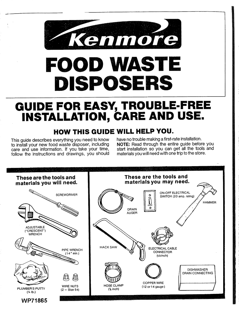 KENMORE 17560452 GUIDE INSTALLATION, CARE & USE MANUAL Pdf Download