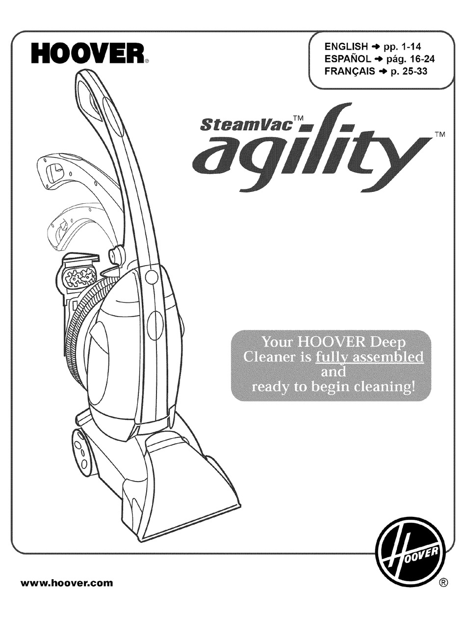 Hoover Steamvac Aqility Owners Manual Pdf Download Manualslib 8735