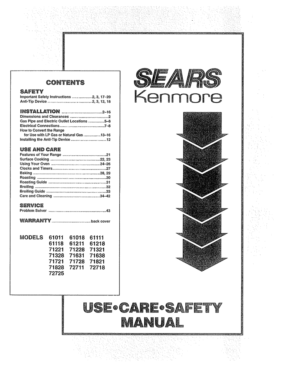 KENMORE 61011 USE, CARE, SAFETY MANUAL Pdf Download | ManualsLib