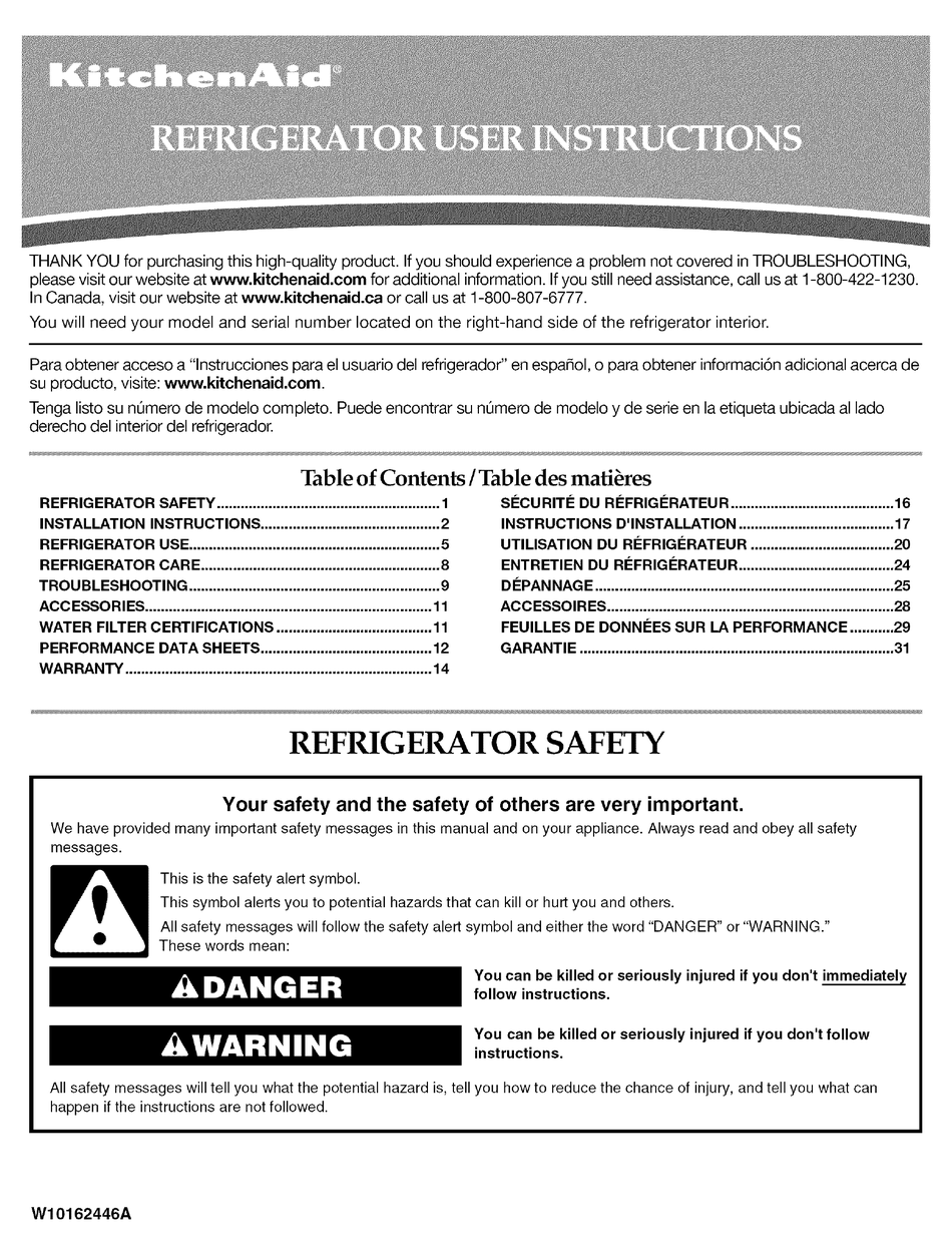 KITCHENAID KSRG25FVMS00 USER INSTRUCTIONS Pdf Download | ManualsLib