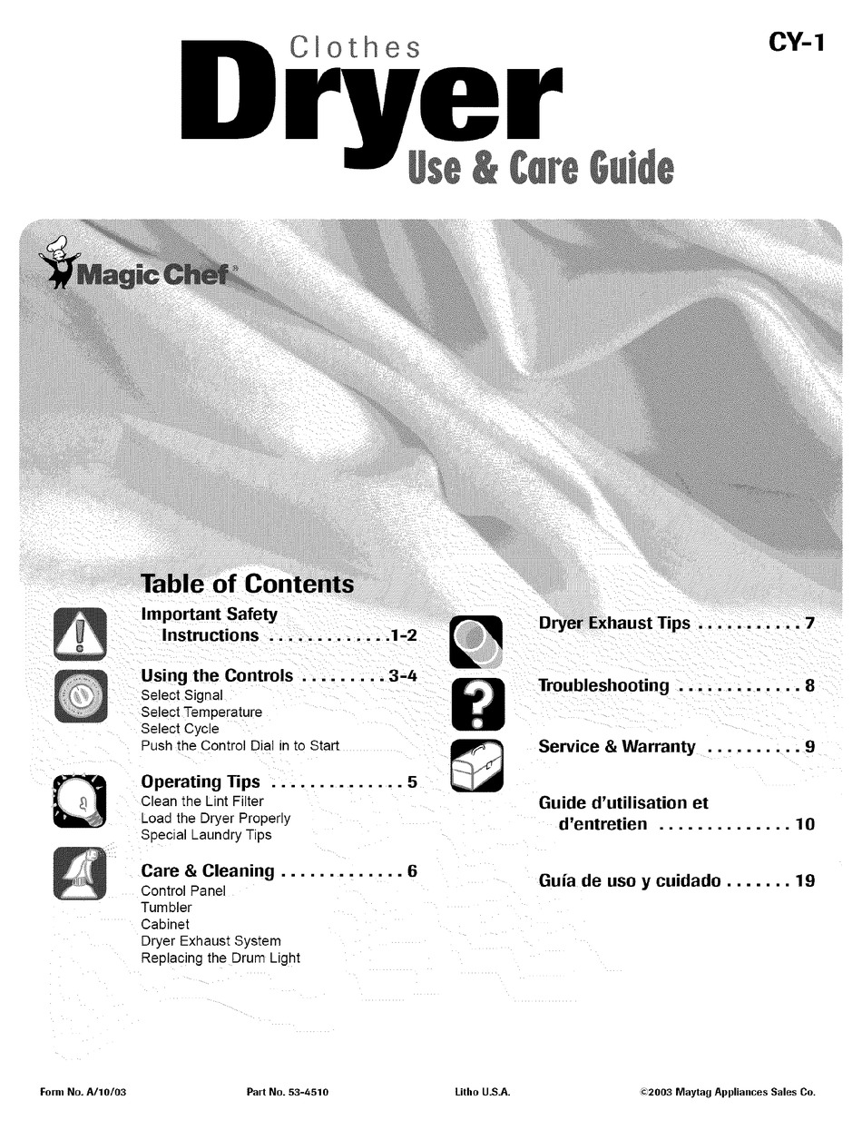 User manual Magic Chef MCSDRY1S (English - 39 pages)