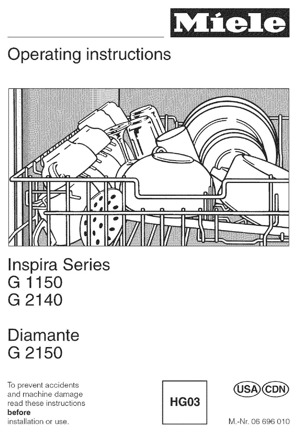MIELE INSPIRA G 2140 OPERATING INSTRUCTIONS MANUAL Pdf Download