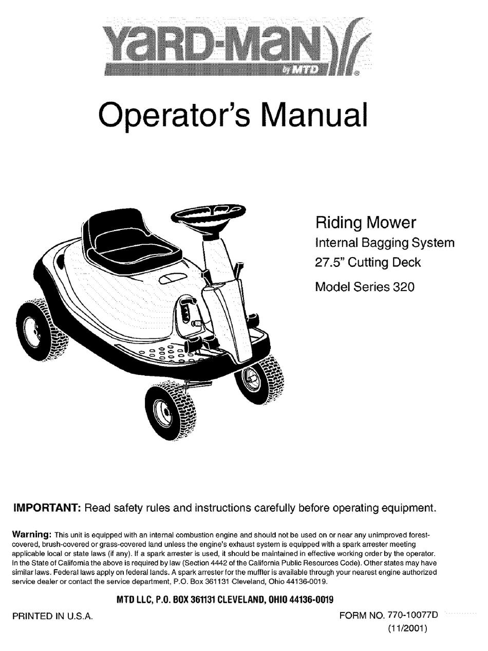 Yardman mower store manual