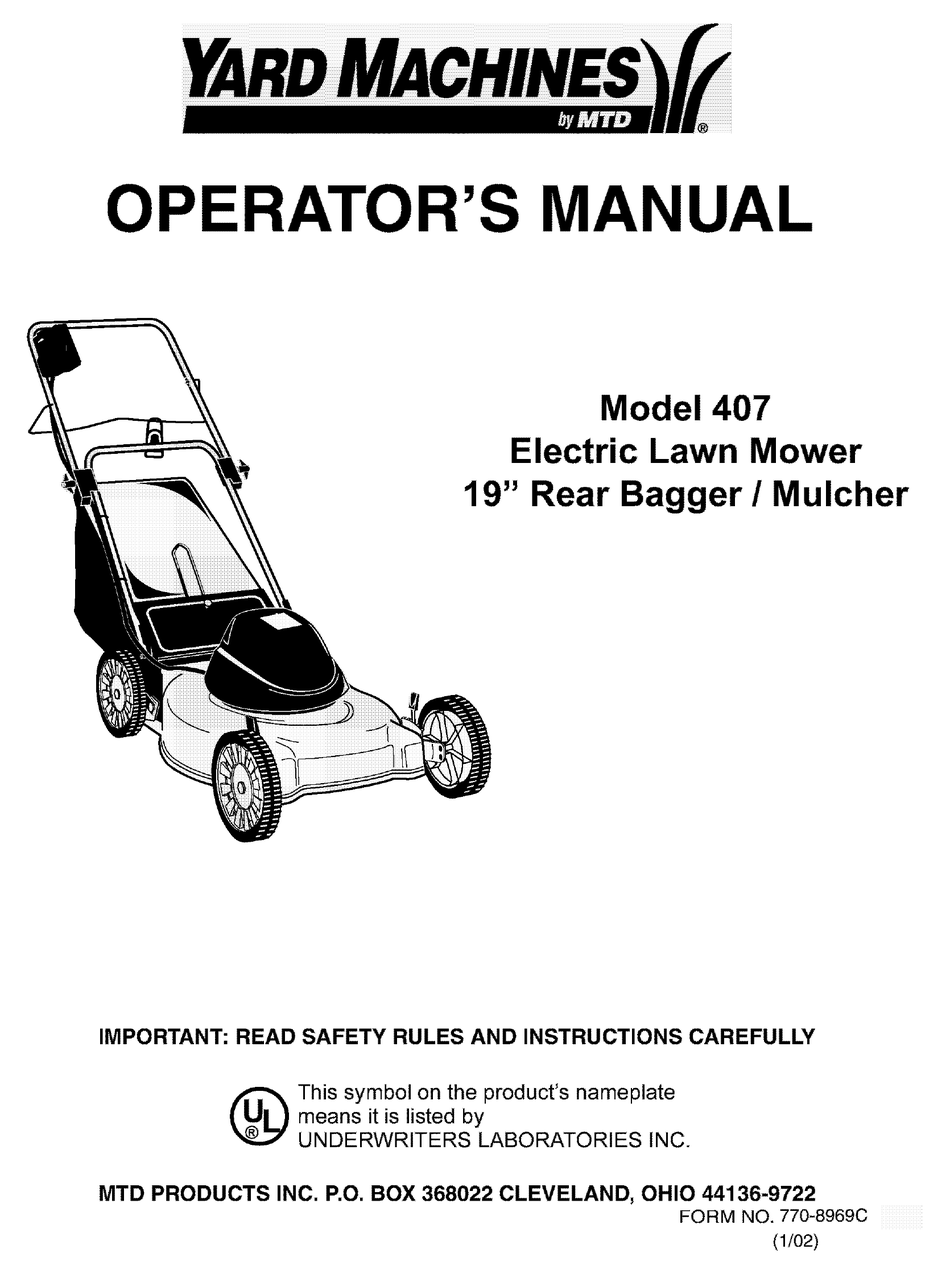 Yard machine online lawn mower manual