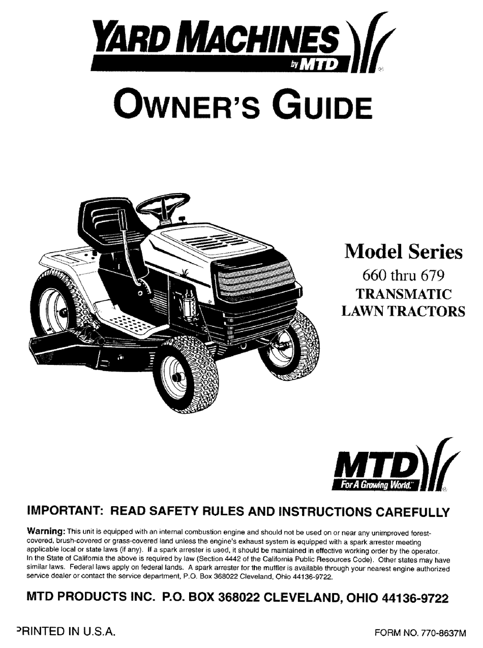 Mtd yard outlet machine manual