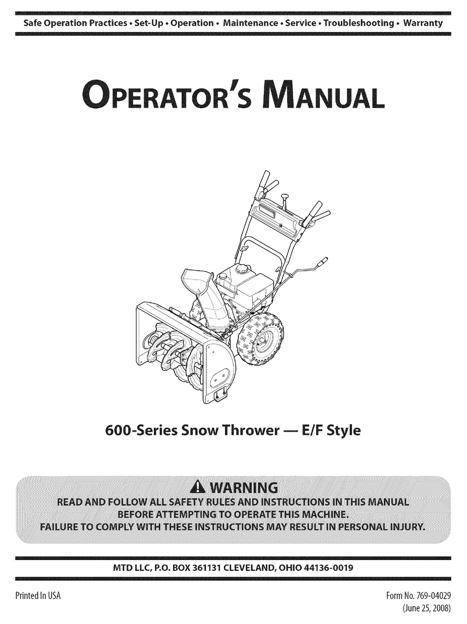 MTD 31AM63EF729 OPERATOR'S MANUAL Pdf Download | ManualsLib