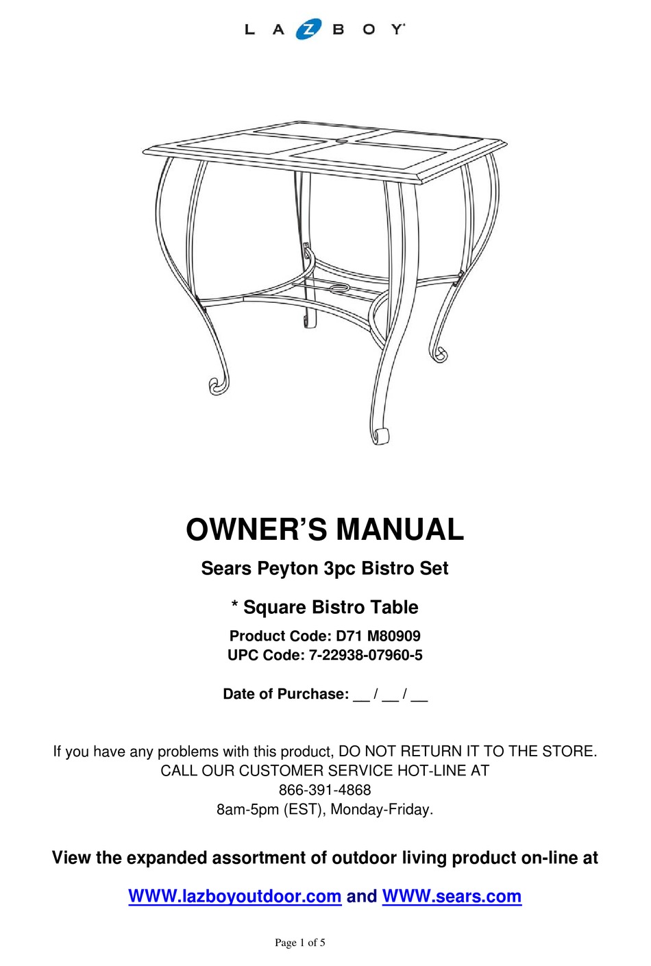 LAZBOY D71 M80909 OWNER'S MANUAL Pdf Download ManualsLib