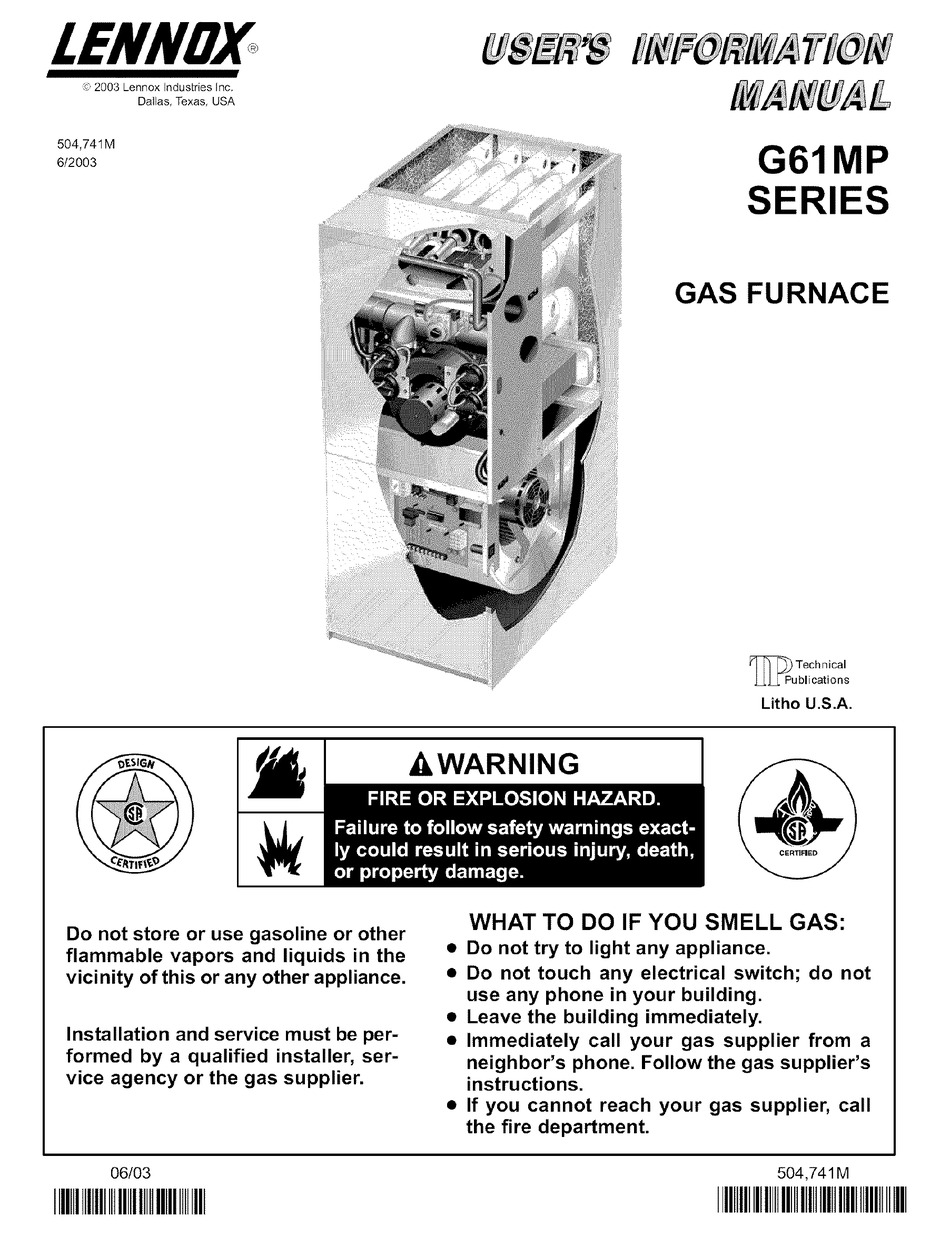 LENNOX G61MP SERIES USER'S INFORMATION MANUAL Pdf Download ManualsLib