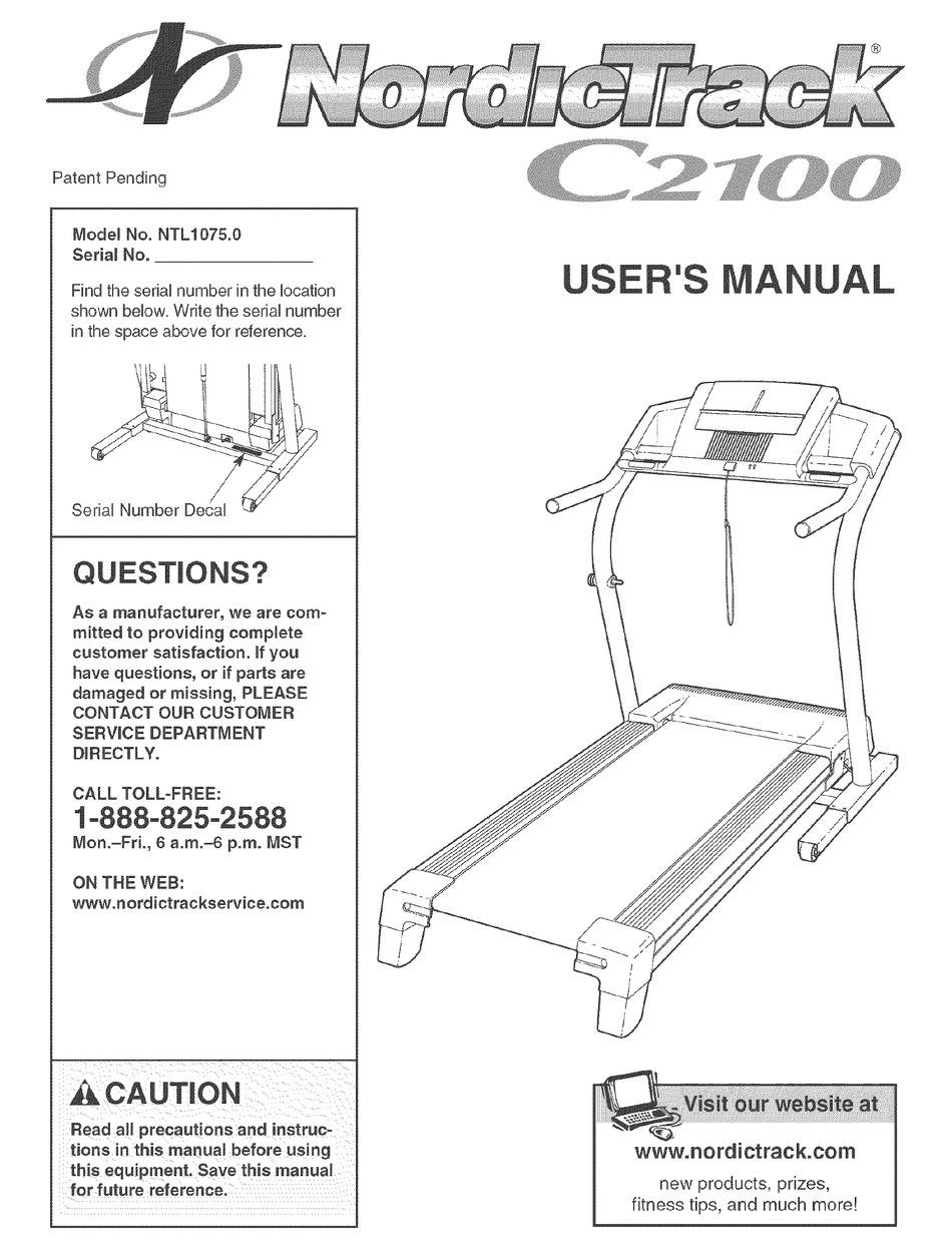 Nordictrack 2024 c2100 manual