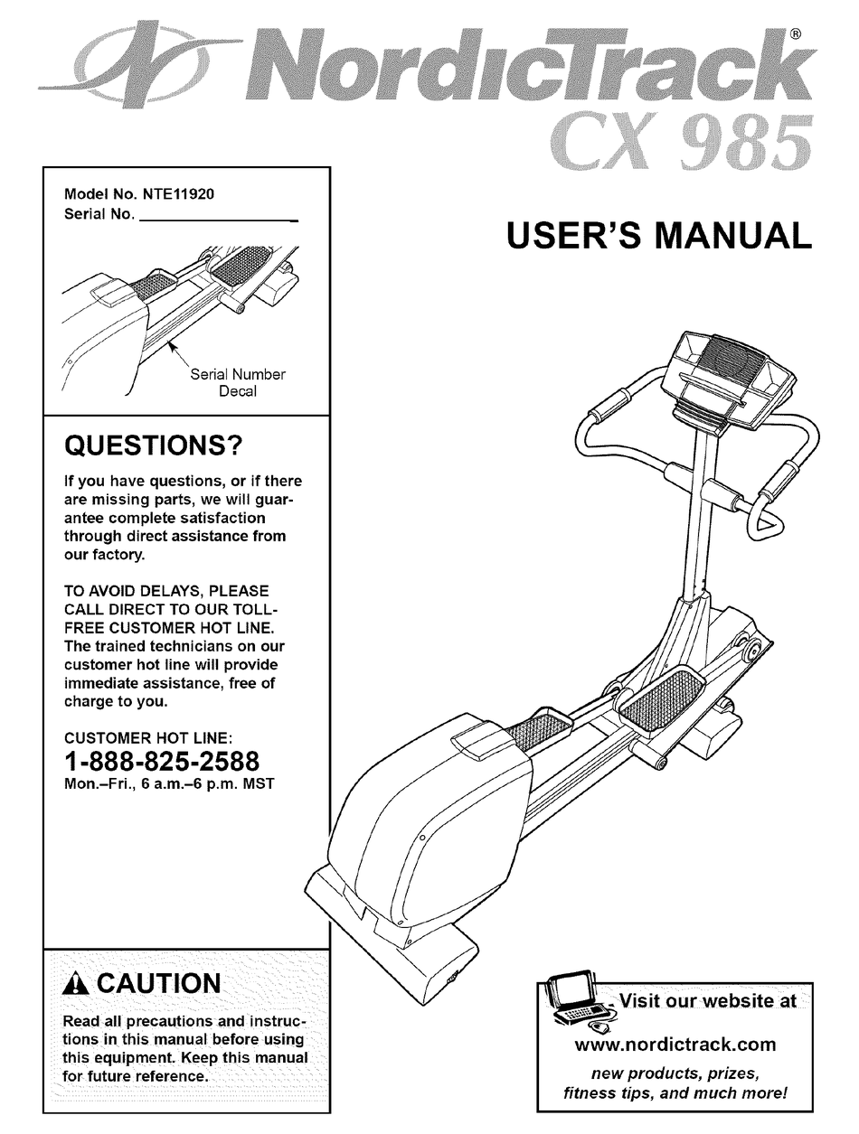 Nordictrack cx 2024 938 manual