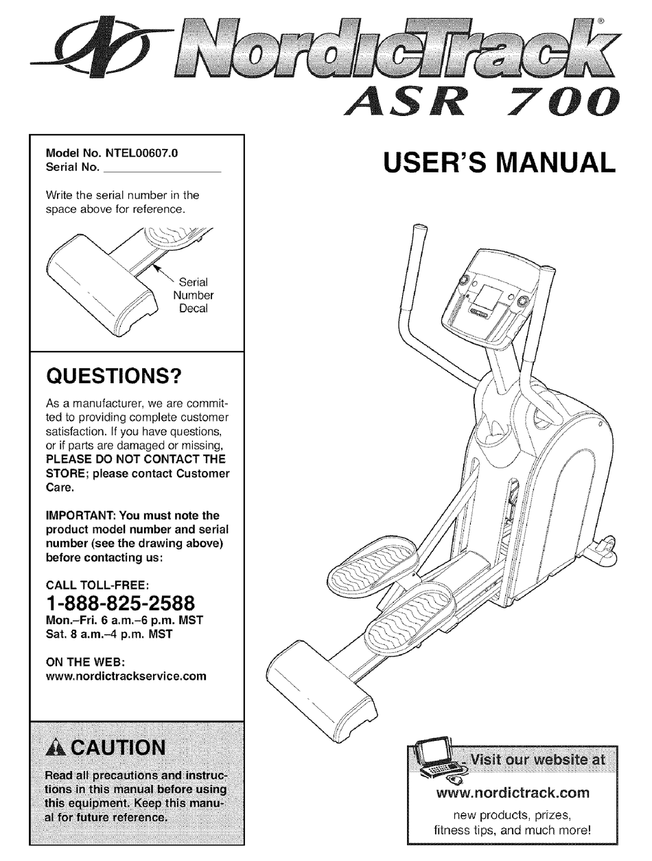 Nordictrack Asr 700 User Manual Pdf Download Manualslib