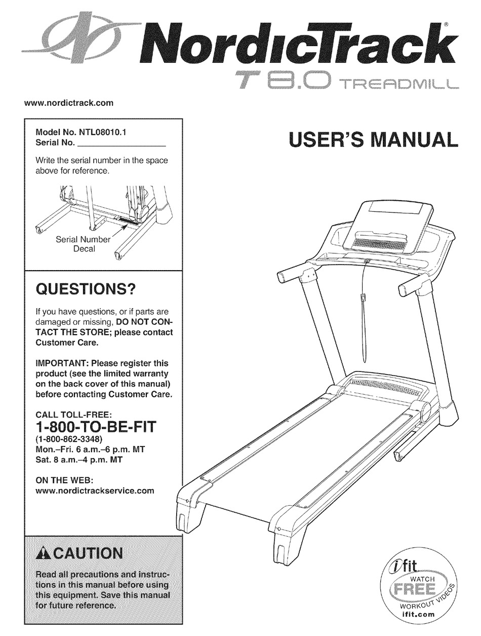 nordictrack c800 treadmill manual