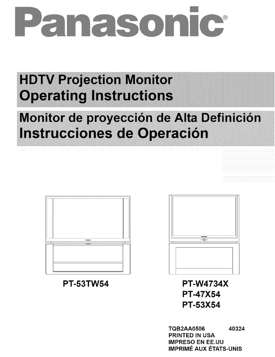 Panasonic Pt 53x54j Manual Pdf Download Manualslib