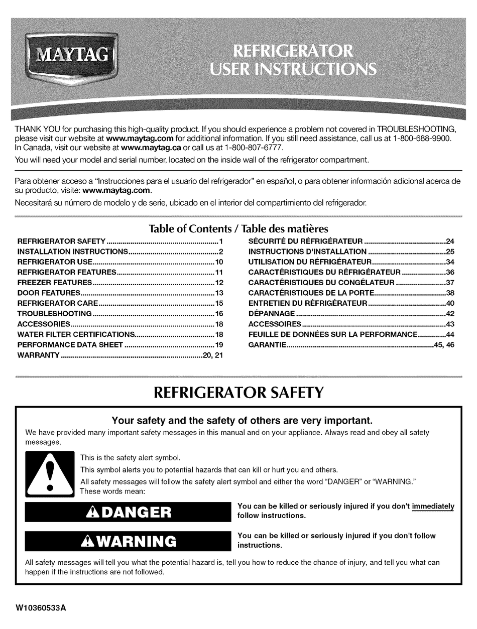 MAYTAG M1BXXLZYW00 USER INSTRUCTIONS Pdf Download | ManualsLib
