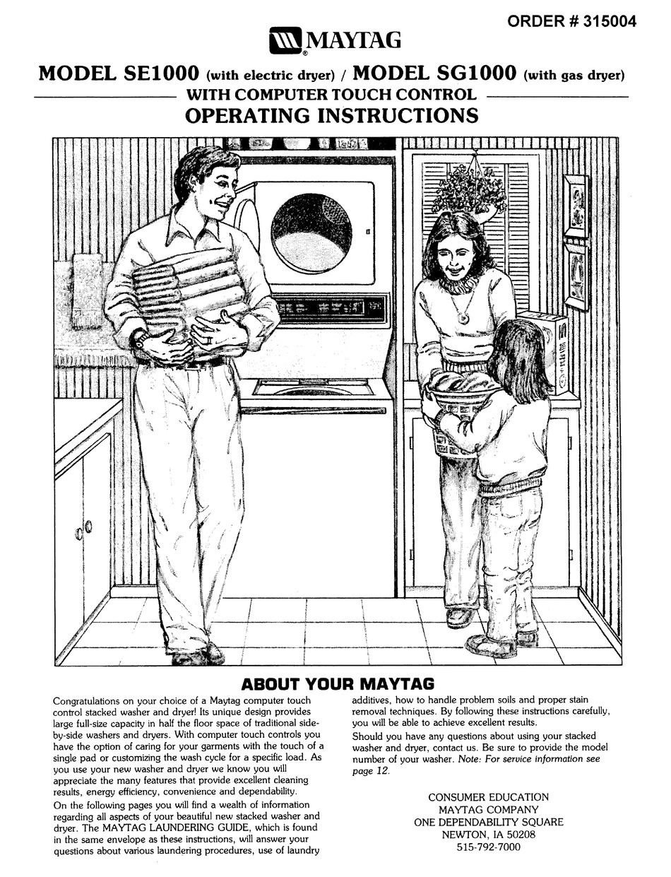 MAYTAG SG1000 OPERATING INSTRUCTIONS MANUAL Pdf Download ManualsLib