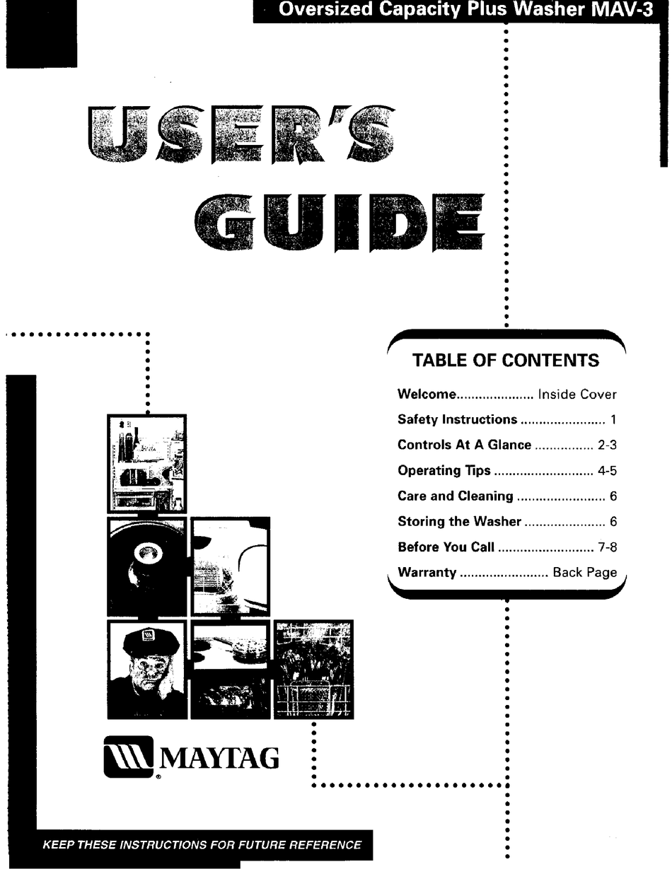MAYTAG MAV5057 USER MANUAL Pdf Download ManualsLib