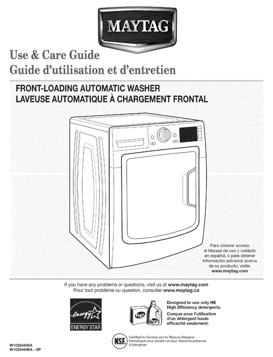 MAYTAG MHW6000XW2 USE & CARE MANUAL Pdf Download | ManualsLib