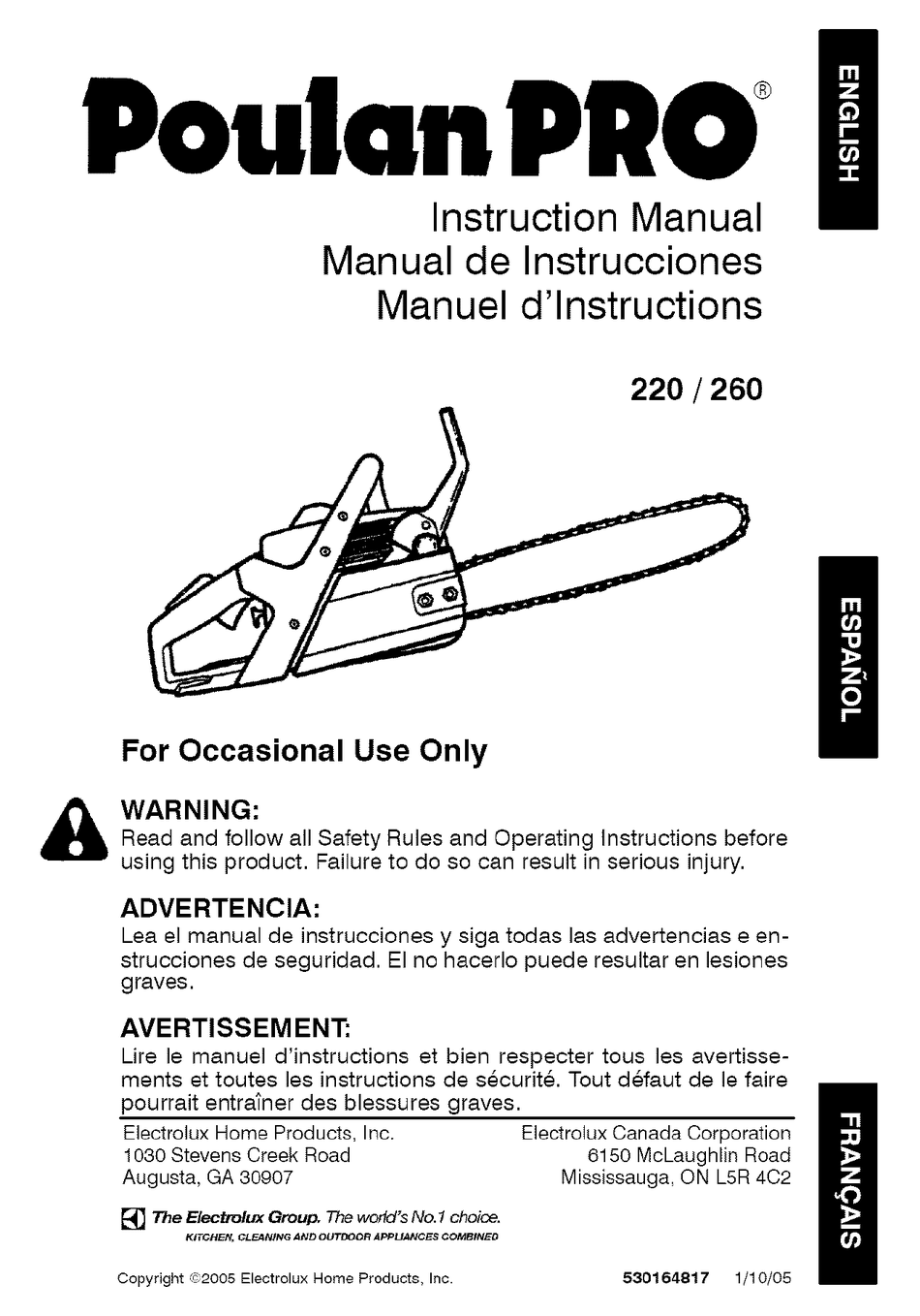 POULAN PRO 260 INSTRUCTION MANUAL Pdf Download | ManualsLib