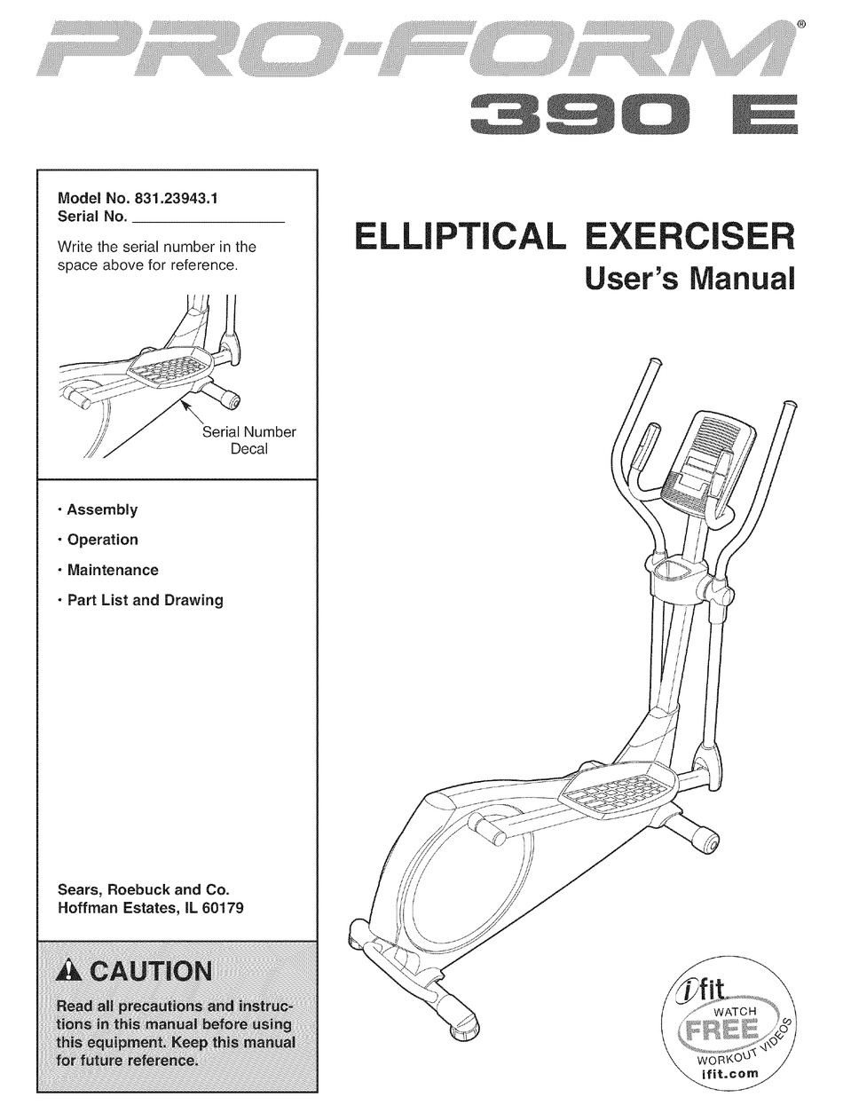 Proform 390 E User Manual Pdf Download Manualslib