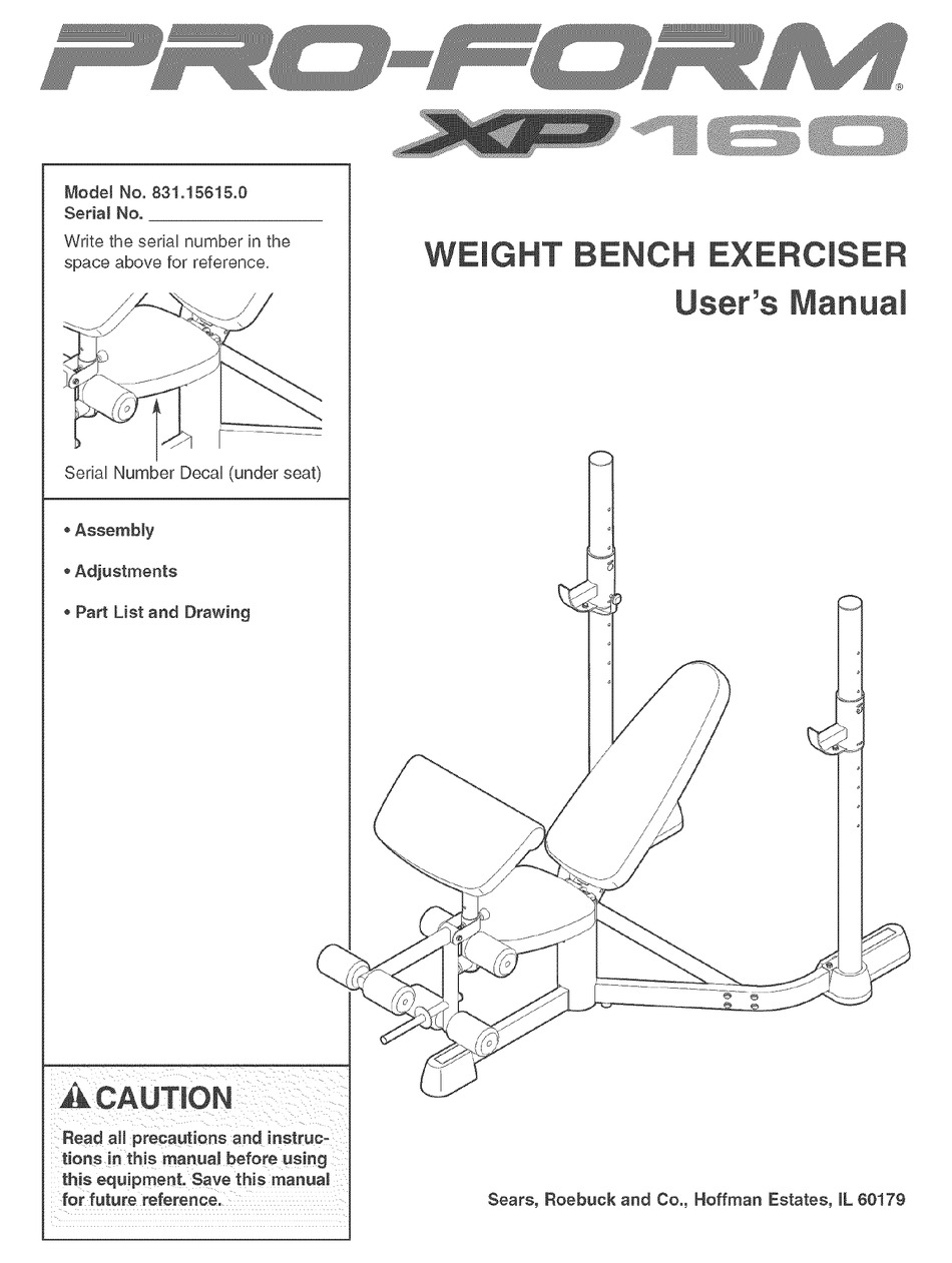 PROFORM XP 160 USER MANUAL Pdf Download ManualsLib