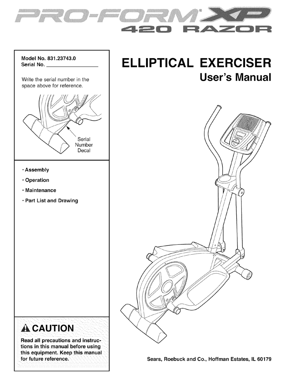 Proform Xp 420 Razor User Manual Pdf Download Manualslib