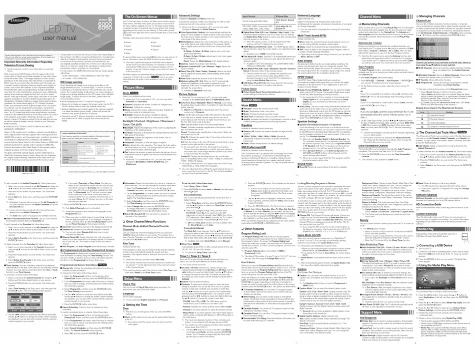 SAMSUNG SERIES 6 6000 USER MANUAL Pdf Download | ManualsLib