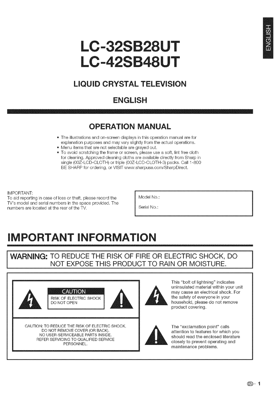 SHARP LC-32SB28UT OPERATION MANUAL Pdf Download | ManualsLib