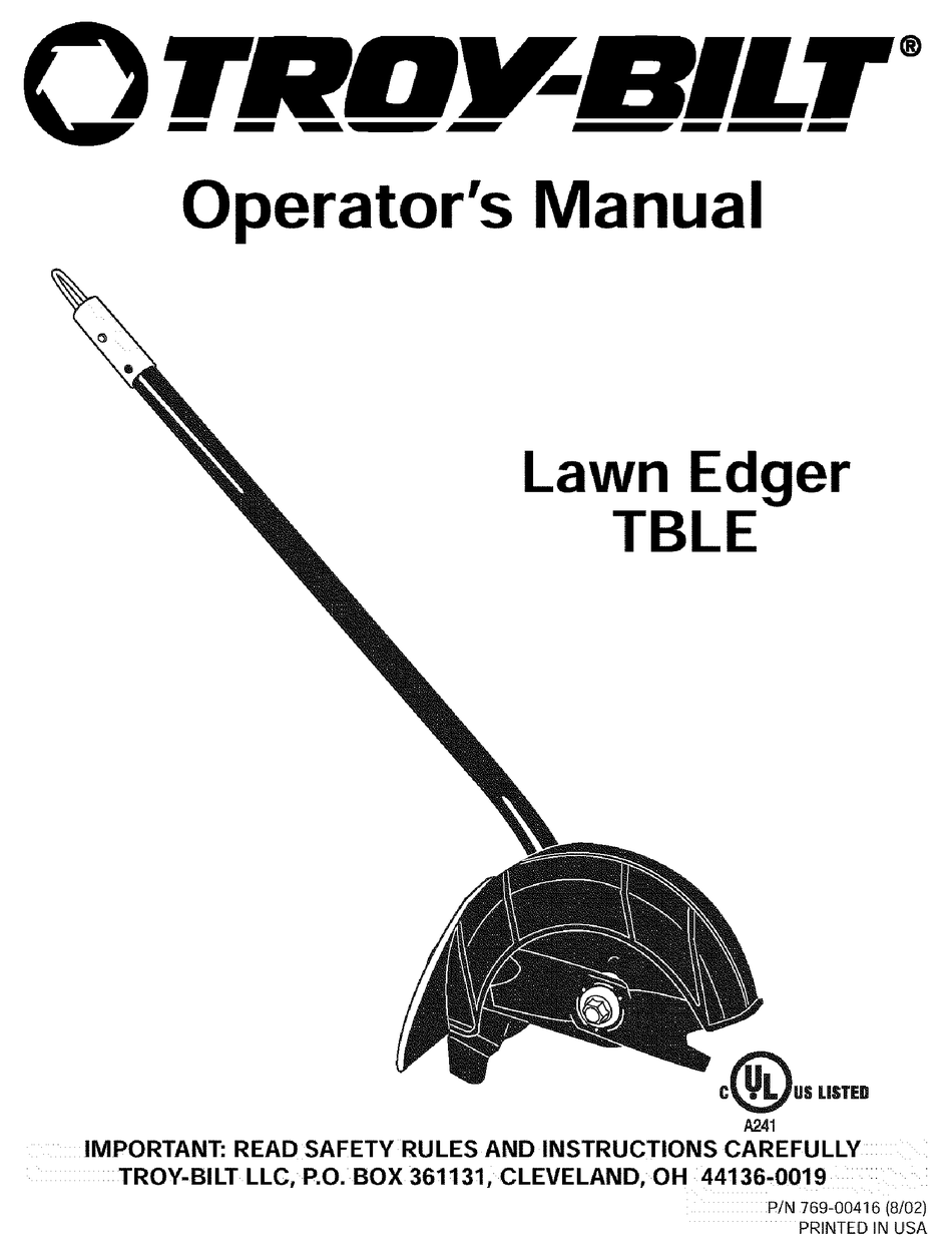 TROY-BILT TBLE OPERATOR'S MANUAL Pdf Download | ManualsLib