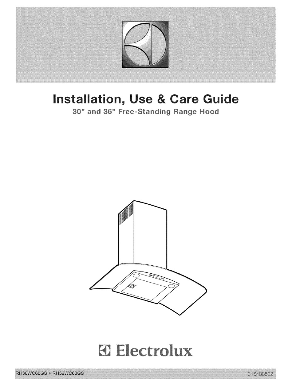 ELECTROLUX RH36WC60GSA INSTALLATION, CARE & USE MANUAL Pdf Download