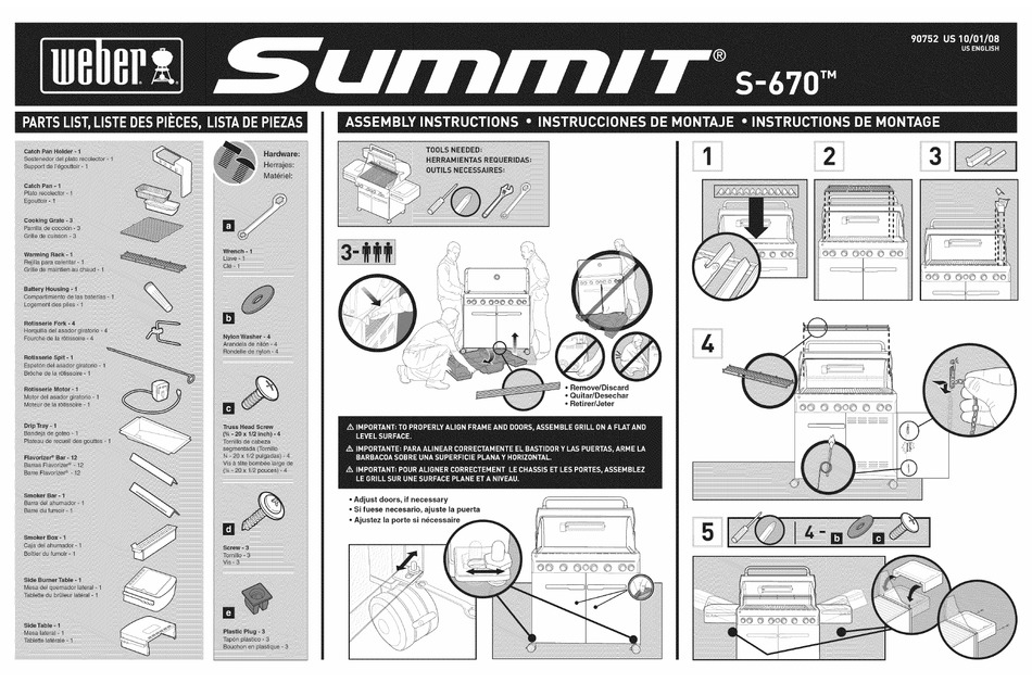 WEBER SUMMIT S670 ASSEMBLY INSTRUCTIONS Pdf Download ManualsLib